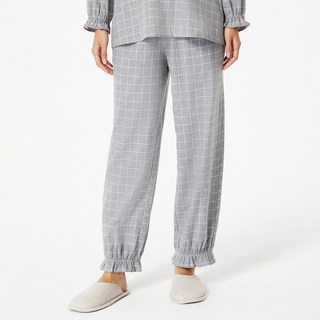 JAJU 여성용 플란넬 셔링 파자마 팬츠