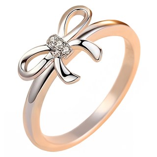 Sayaka 紗彌佳 情緣蝴蝶結立體造型鑲鑽戒指