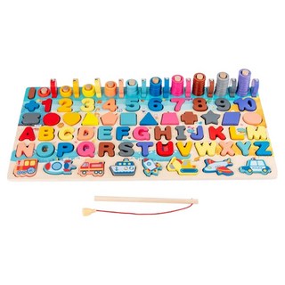 HAZIKO 孩子國 7合1木製益智磁性趣味釣魚配對板, 1套, 57片