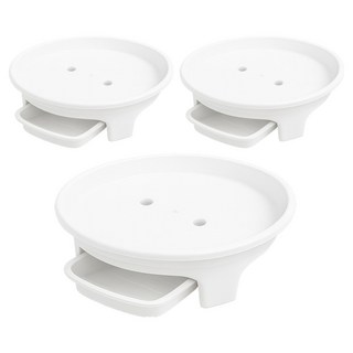 식스파머스 튼튼한 프리미엄 서랍식 물받침형 원형 화분 받침, 백색 소, 3개