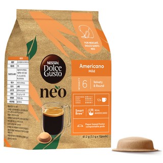 NESCAFE 雀巢咖啡 Dolce Gusto 多趣酷思 NEO 溫和美式膠囊咖啡, 12入, 1個, 5.1g