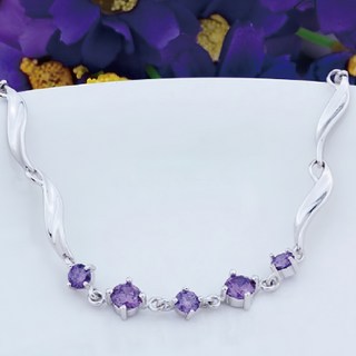 Sayaka 紗彌佳 守護者純銀鑲鑽手鍊 紫鑽