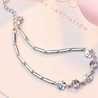 Sayaka 紗彌佳 幸運四葉草鑲鑽造型手鍊