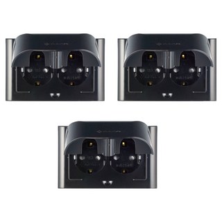 nano 電氣奧德賽室內裝潢壓克力配線簡約防雨橫式防滴型黑色2孔嵌入式插座, 3個
