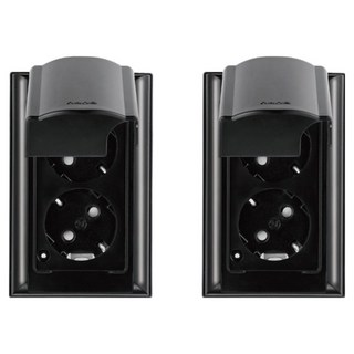 nano Odyssey 電氣室內裝潢壓克力配線簡約防雨垂直型防滴型黑色2孔嵌入式插座, 2個