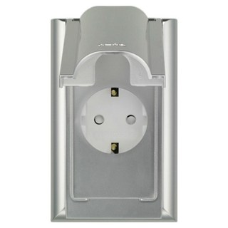 nano Odyssey 電氣室內裝潢壓克力配線簡約防雨垂直型防滴型銀色1孔嵌入式插座, 1個