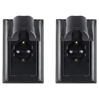 nano Odyssey 電氣室內裝潢壓克力配線簡約防雨垂直型防滴型黑色1孔嵌入式插座, 2個