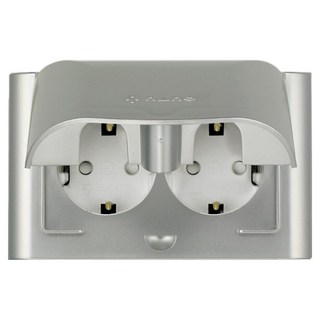 nano Odyssey 電氣室內裝潢壓克力配線 SIMPLE 防雨 2孔嵌入式插座 橫式 防滴型 銀色, 1個