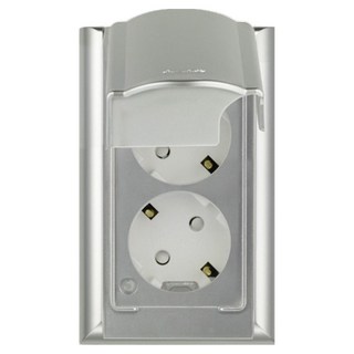 nano Odyssey 電氣室內裝潢壓克力配線簡約防雨垂直型防滴型銀色2孔嵌入式插座, 1個