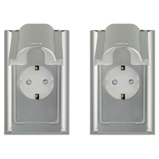 nano 電氣Odyssey室內裝潢壓克力配線簡約防雨直立式防潑水型銀色1孔嵌入式插座, 2個