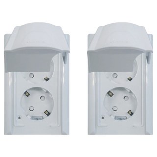 nano Simple Odyssey 白色防雨垂直型防滴型雙孔嵌入式插座, 2個