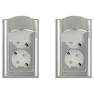 nano Odyssey 電氣室內裝潢壓克力配線簡約防雨垂直型防滴型銀色2孔嵌入式插座, 2個