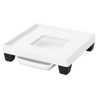 식스파머스 튼튼한 프리미엄 서랍식 물받침형 정사각 화분 받침, 백색, 1개