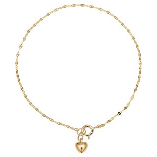 semijuwelry 女性14k飽滿愛心單層疊搭金杏仁鍊手鍊