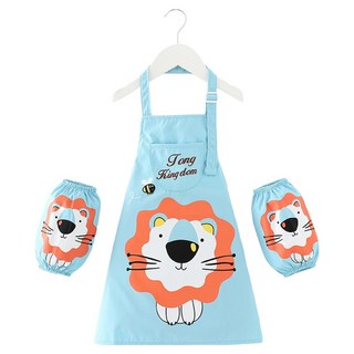 아트조이 어린이 미술 앞치마 토시 세트, 사자 블루