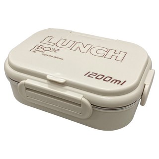 日系316不鏽鋼保溫便當盒 素面款 3格 附餐具 + 保溫袋, 1套, 米色