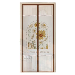 半島良品 金剛網櫻花絨拼接防蚊門簾/磁吸門簾, 朵朵雛菊