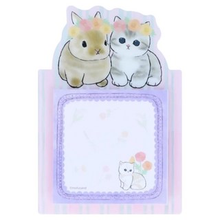 sun-star Mofusand 花卉風立式造型便利貼, 1個, 喵兔好友 紫色, 30張