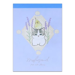 sun-star Mofusand花卉風迷你便條紙, 薰衣草貓, 100張, 1個
