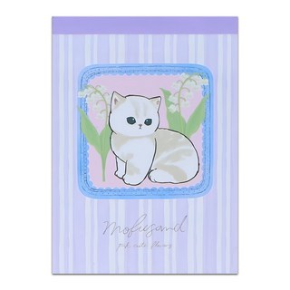 sun-star Mofusand花卉風迷你便條紙, 鈴蘭白貓, 100張, 1個