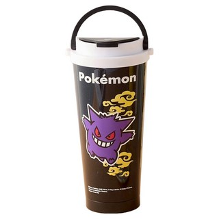 PoKeMoN 寶可夢 第二代陶瓷不鏽鋼吸管杯 P720, 1個, 耿鬼 紫色 + 黑色, 750ml