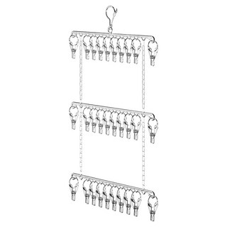 Kyhome 不鏽鋼3層折疊晾襪架 30夾, 銀色