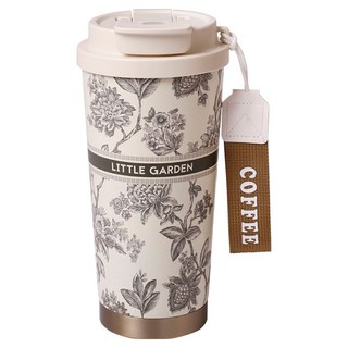 HIKARI 日光生活 青花瓷陶瓷塗層保溫杯 H006-3, 1個, 480ml, 水墨綠