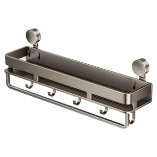 加厚碳鋼吸盤置物架, 1個, 灰色