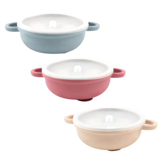 不鏽鋼碗 附蓋子 3件組, 藍色 + 粉色 + 米色, 1套