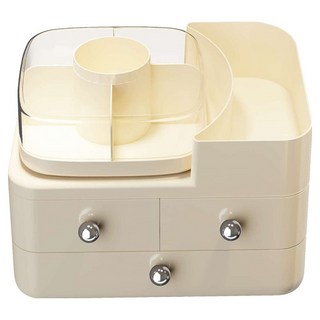 橡合杉 可旋轉化妝品收納盒, 1個, 奶油色