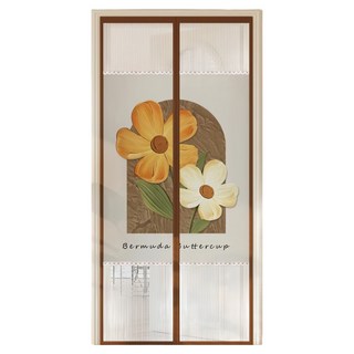 半島良品 金剛網櫻花絨拼接防蚊門簾磁吸門簾, 春日暖陽