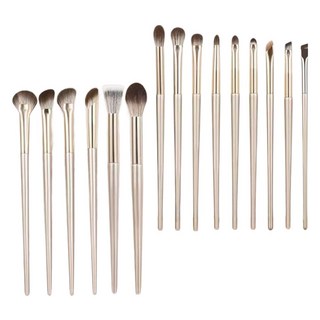 라이프앤미 메이크업 브러쉬 풀세트 17cm x 15p + 파우치 세트, 1세트, 골드