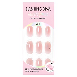 데싱디바 매직프레스 네일팁 세트 시럽 치크 롱 오발, 핑크, 1세트