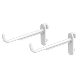 BDRP 橢圓孔專用多功能洞洞板整理架 L型塑膠長掛勾, 2個, 白色(B079)