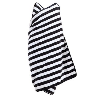 bebehome 輕柔甜美親膚可穿式居家吊帶浴巾裙 XL, 1個, 黑白條紋