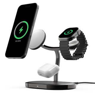 아트뮤 3 in 1 애플 MFM 맥세이프 고속 무선 충전기 MC320, 그레이, 1개