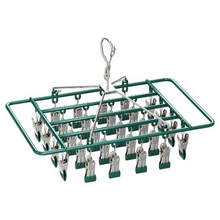 WE CHAMP 不鏽鋼晾曬28夾 方形 Z0094, 綠色