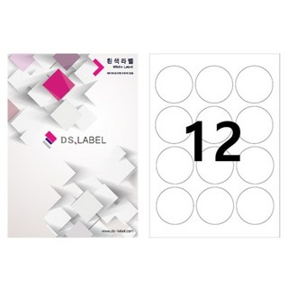 디에스라벨 원형 레이저잉크젯 흰색 DS1012, 12칸, 100개
