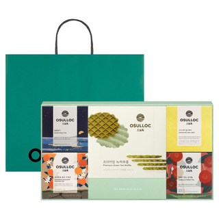 오설록 티 모먼트 선물세트 + 쇼핑백, 티백 4종 x 3p + 녹차 와플, 1세트