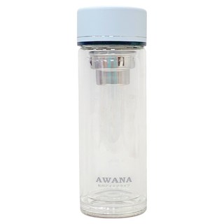 AWANA 耐熱雙層玻璃杯 GL-200, 1個, 藍蓋, 200ml