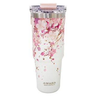 AWANA 花語手提陶瓷杯 AD-900A, 粉櫻花, 1個, 900ml