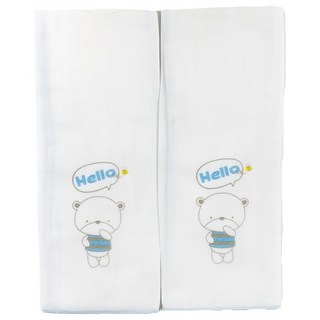 vivibaby 紗布澡巾 2條, 藍色, 1個