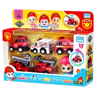 IWill COMPANY Bebefinn 出動救援消防車 迴力金屬迷你車 6件組, 1套, 混色