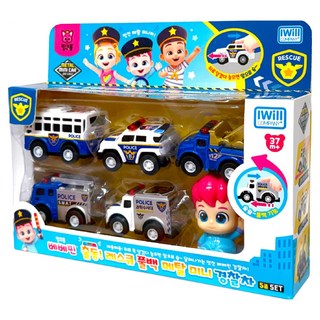 IWill COMPANY Bebefinn 出動救援警車 回力金屬迷你車 6件組, 1套, 混合色
