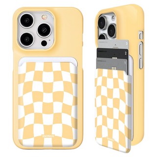 Ssongs Design 超薄硬殼手機殼 + 3卡包波浪棋盤格套組