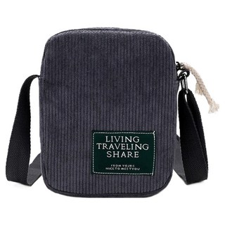 Sayaka 紗彌佳 日系旅人日誌純色質感燈芯絨材質側背包, 灰色