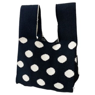 Sayaka 紗彌佳 日系手作工藝可愛圓點毛線編織手提包, 黑色