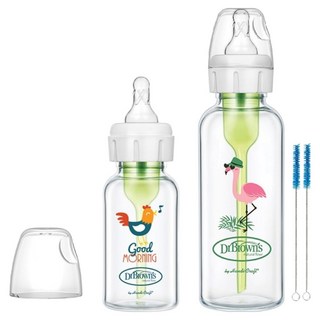 닥터브라운 데코 내로우 유리젖병 120ml + 250ml 세트, 흰색, 1세트