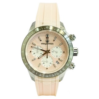 elegantsis 愛樂時 三眼計時女錶 錶面 矽膠錶帶