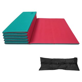 QMAT 環保POE摺疊瑜珈墊 附尼龍拉鍊袋, 湖綠 + 紅色, 1個